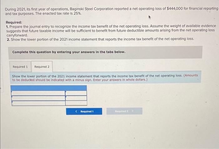 Solved Exercise 16−23 (Algo) Net operating loss carryforward | Chegg.com