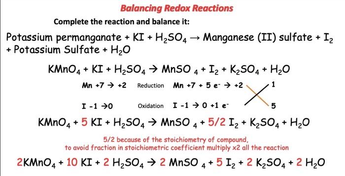 Balancing Redox Reactions Complete The Reaction And 