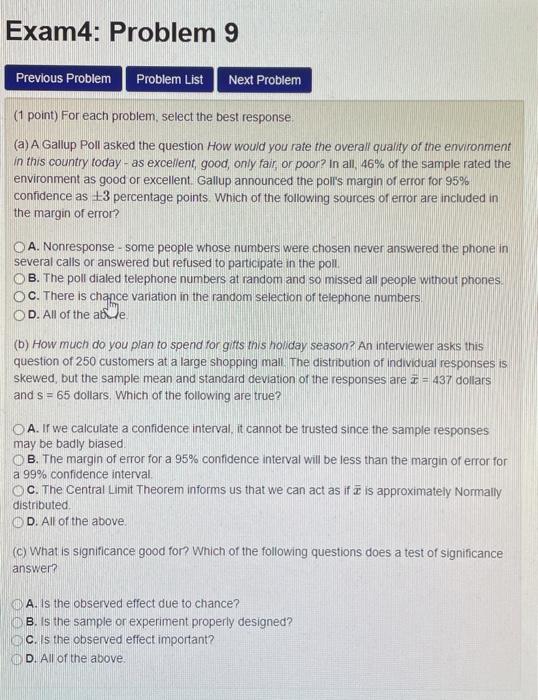 Solved Exam4: Problem 9 Previous Problem Problem List Next | Chegg.com