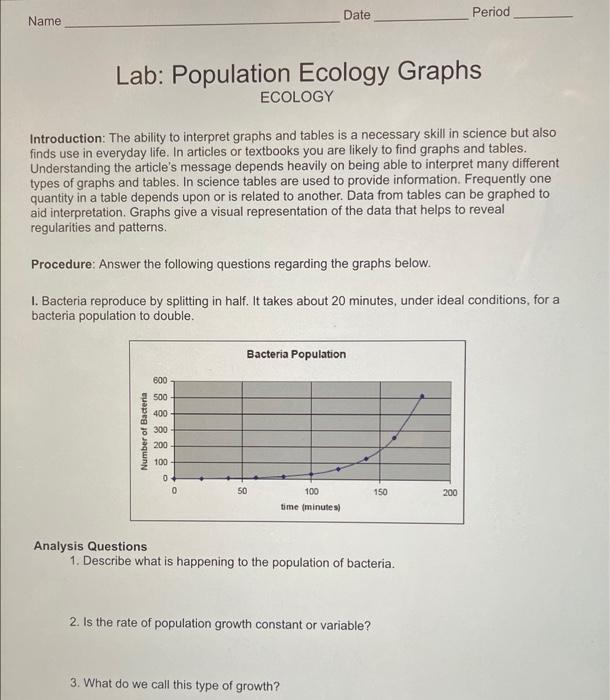 Solved Name Date Period Lab Population Ecology Graphs