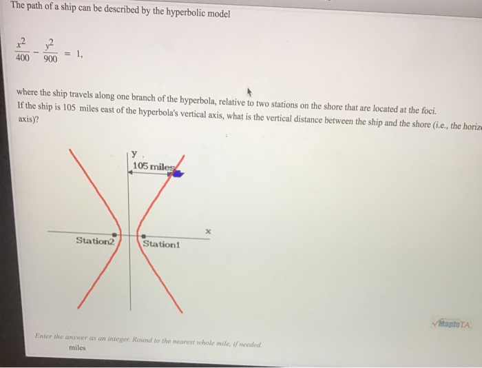 Solved The path of a ship can be described by the hyperbolic