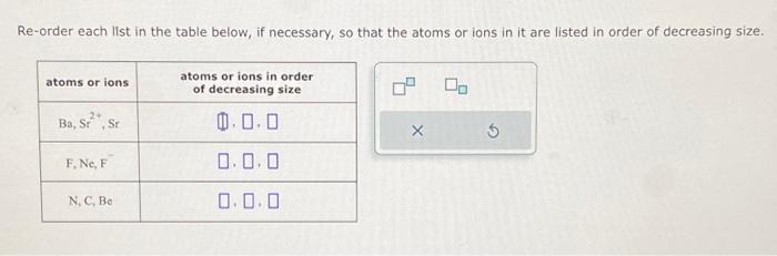 Solved Re-order each list in the table below, if necessary, | Chegg.com