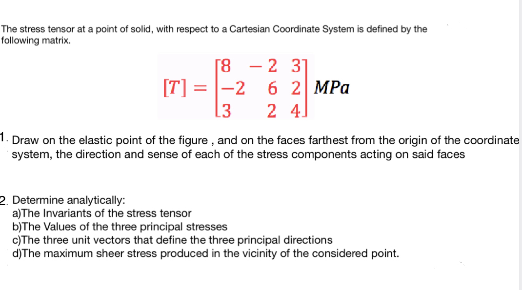 Solved The stress tensor at a point of solid, with respect | Chegg.com
