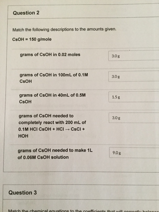 Solved Question 2 Match the following descriptions to the | Chegg.com