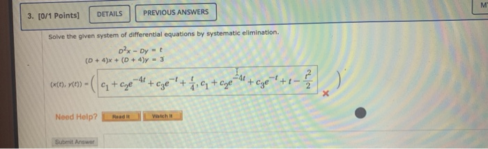 Solved DE homework problem. I have already posted this | Chegg.com