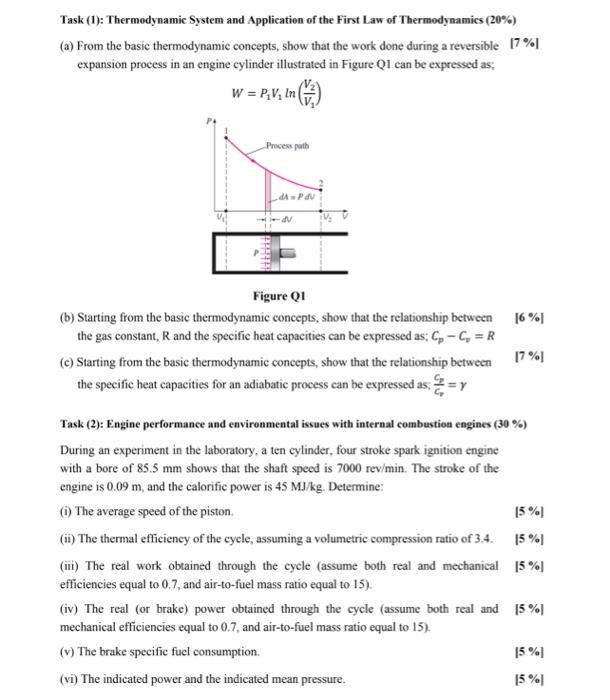 Solved Task (1): Thermodynamic System and Application of the | Chegg.com