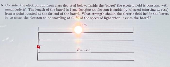 Solved 5. Consider The Electron Gun From Class Depicted | Chegg.com