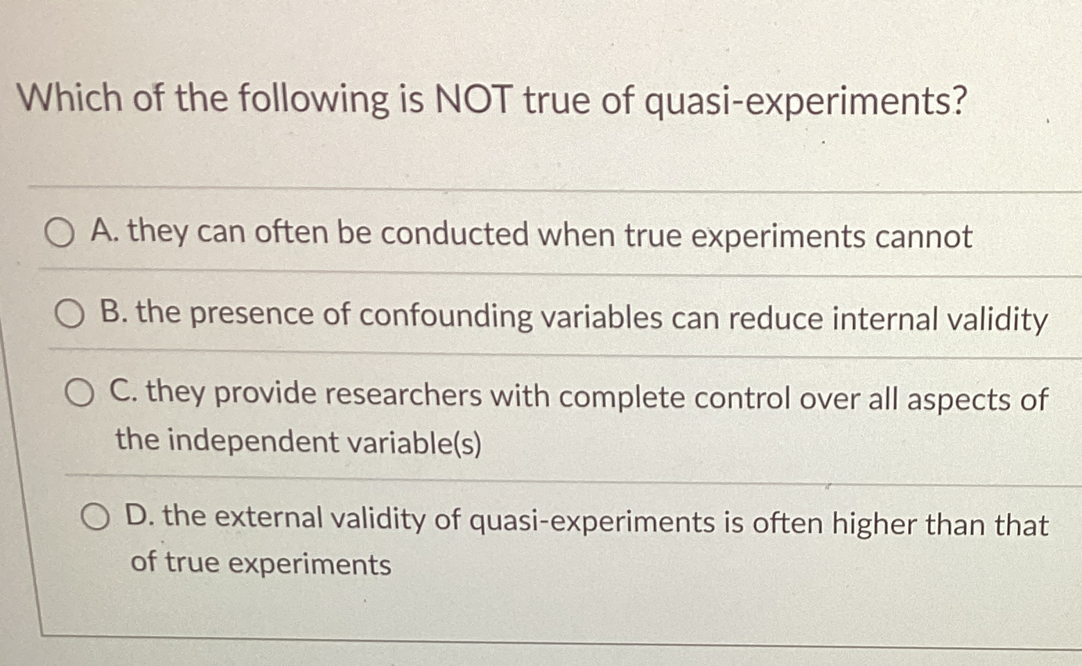 Solved Which of the following is NOT true of | Chegg.com