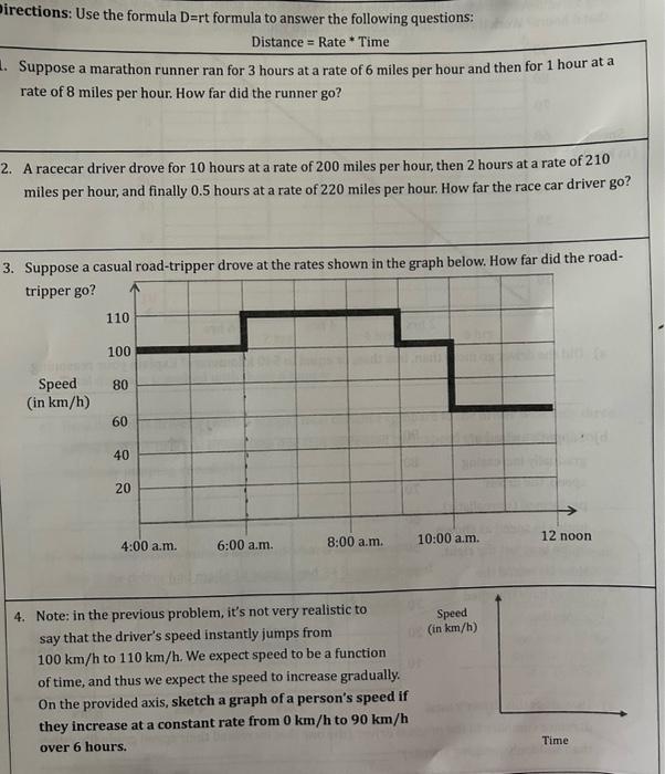 Solved Irections Use the formula D rt formula to answer the Chegg