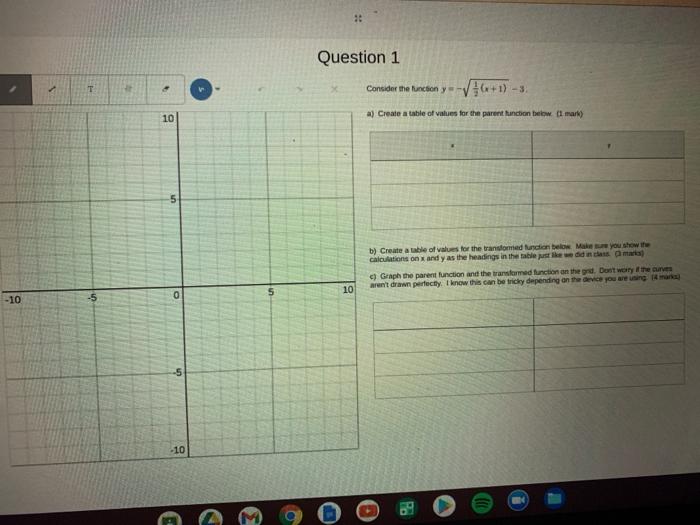 Solved 31 3de851 मैं uestion 1 Consider the function y=- a) | Chegg.com