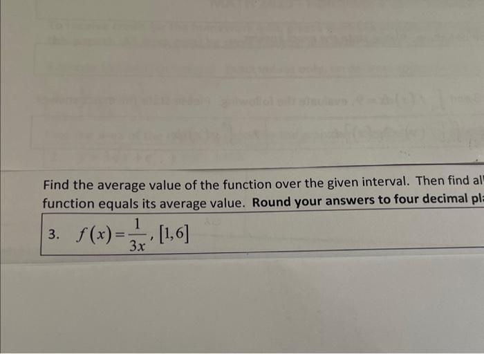 Solved find the average value of the function over the given | Chegg.com