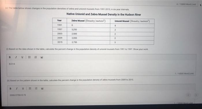 Solved 6/10000 Word (c) The table below shows changes in the | Chegg.com