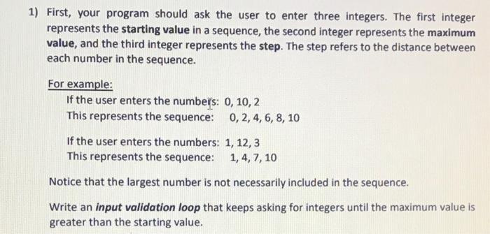 Solved 1) First, your program should ask the user to enter | Chegg.com
