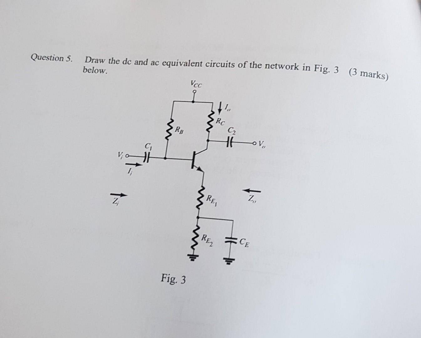 Solved Question 5. Draw the dc and ac equivalent circuits of | Chegg.com