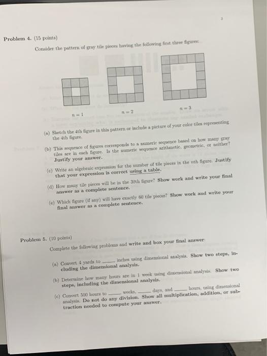 Solved Problem 4. (15 Points) Consider The Pattern Of Gray | Chegg.com