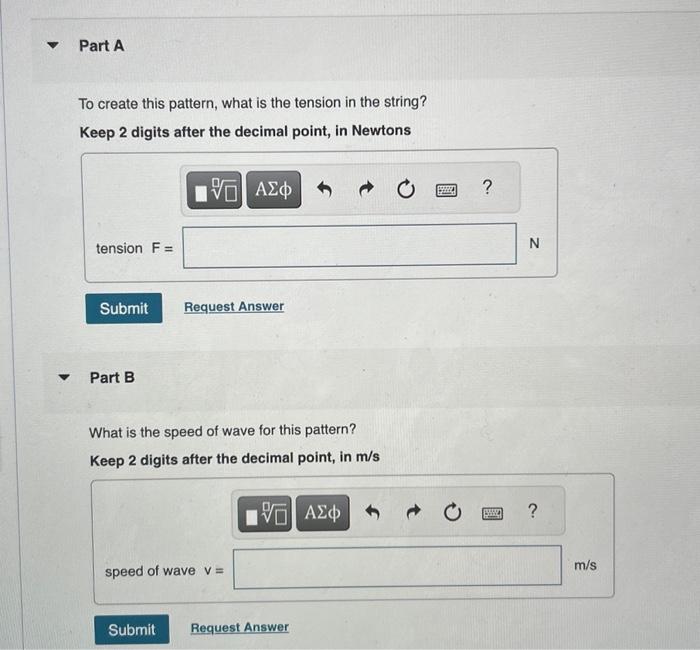 Solved The figure shows a pattern of standing waves on a | Chegg.com