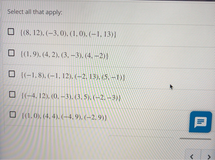 Solved Question Each Answer Choice Below Represents A Chegg