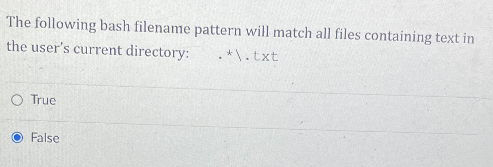 Solved The following bash filename pattern will match all