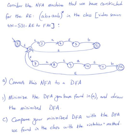 Solved Consider the NFA machine that we have constructed the | Chegg.com