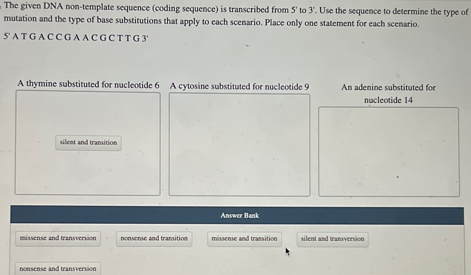 Solved The given DNA nontemplate sequence (coding sequence)