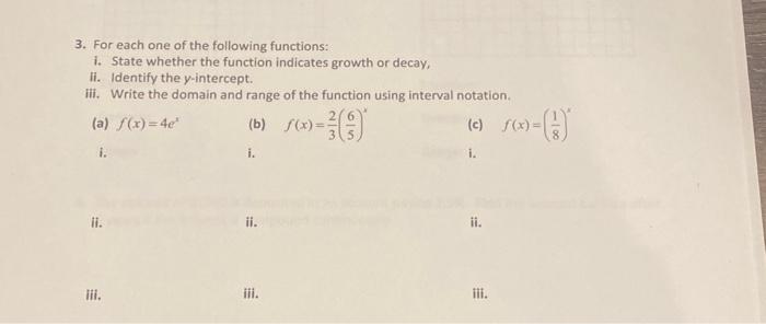 Solved 3. For Each One Of The Following Functions: I. State | Chegg.com