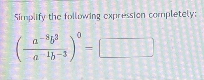 Solved Simplify the following expression completely: | Chegg.com