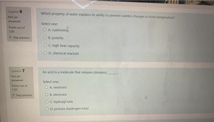 Solved Which Property Of Water Explains Its Ability To Chegg