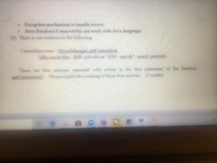 Solved • Exception mechanism to handle errors. Java Database | Chegg.com