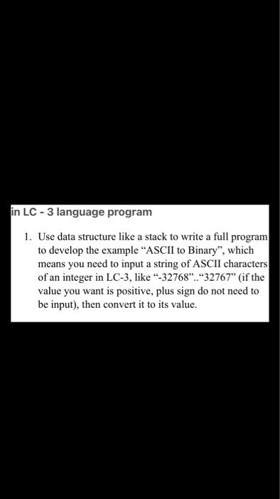 in LC - 3 language program Use data structure like a | Chegg.com