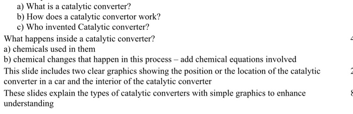 Solved A) What Is A Catalytic Converter? B) How Does A | Chegg.com