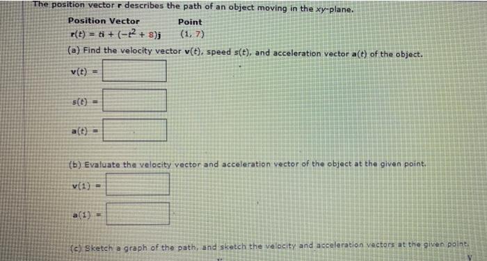 Solved The position vector r describes the path of an object | Chegg.com