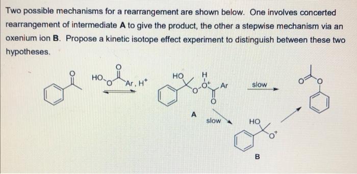 Solved Two possible mechanisms for a rearrangement are shown | Chegg.com