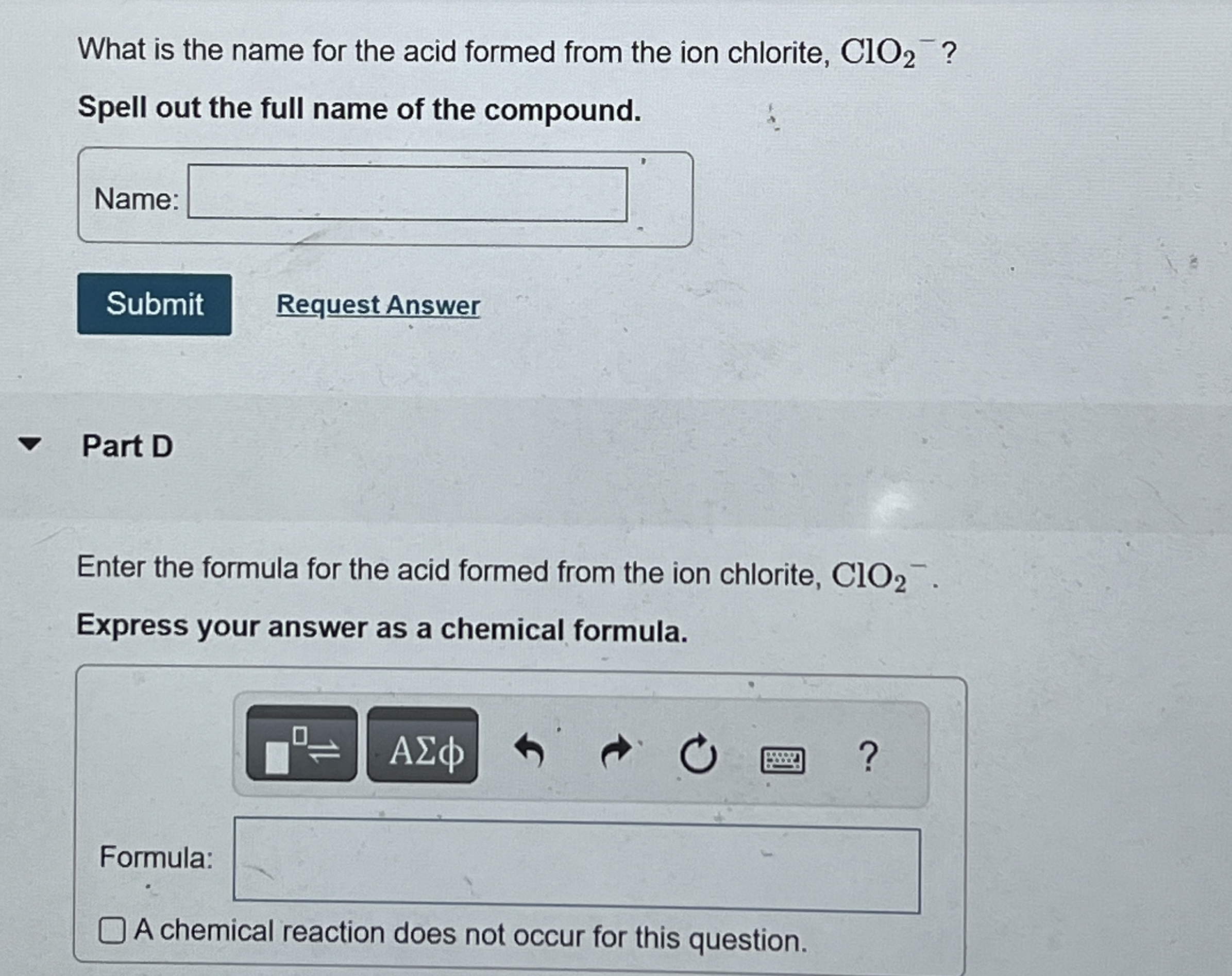 Solved What is the name for the acid formed from the ion | Chegg.com