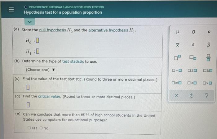 Solved III O CONFIDENCE INTERVALS AND HYPOTHESIS TESTING | Chegg.com