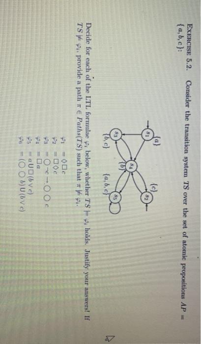 Solved EXERCISE 5.2. Consider the transition system TS over | Chegg.com