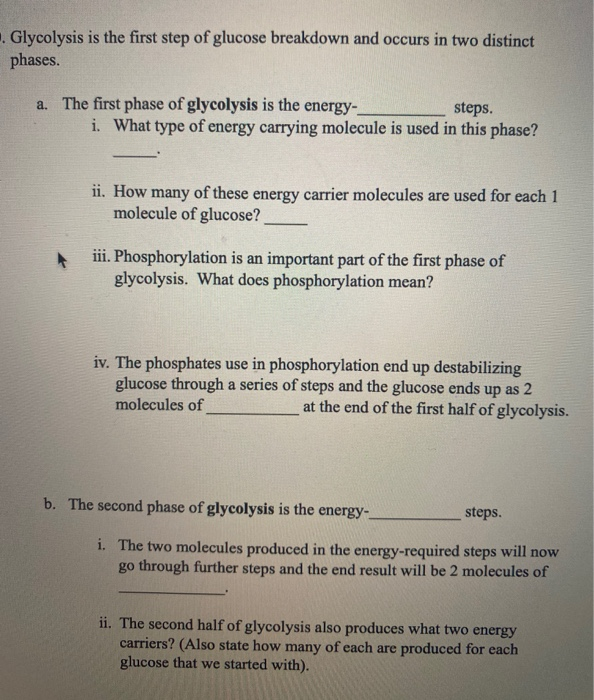 Solved Glycolysis is the first step of glucose breakdown and | Chegg.com
