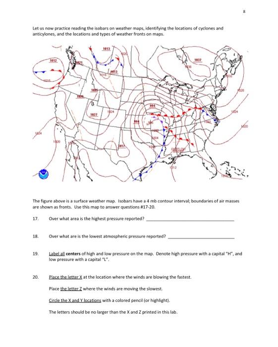 Let us now practice reading the isobars on weather | Chegg.com