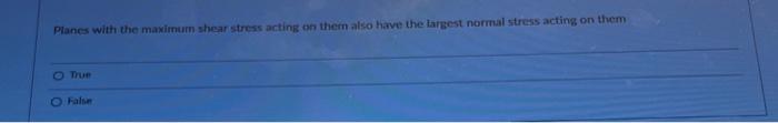 Solved Planes With The Maximum Shear Stress Acting On Thein 