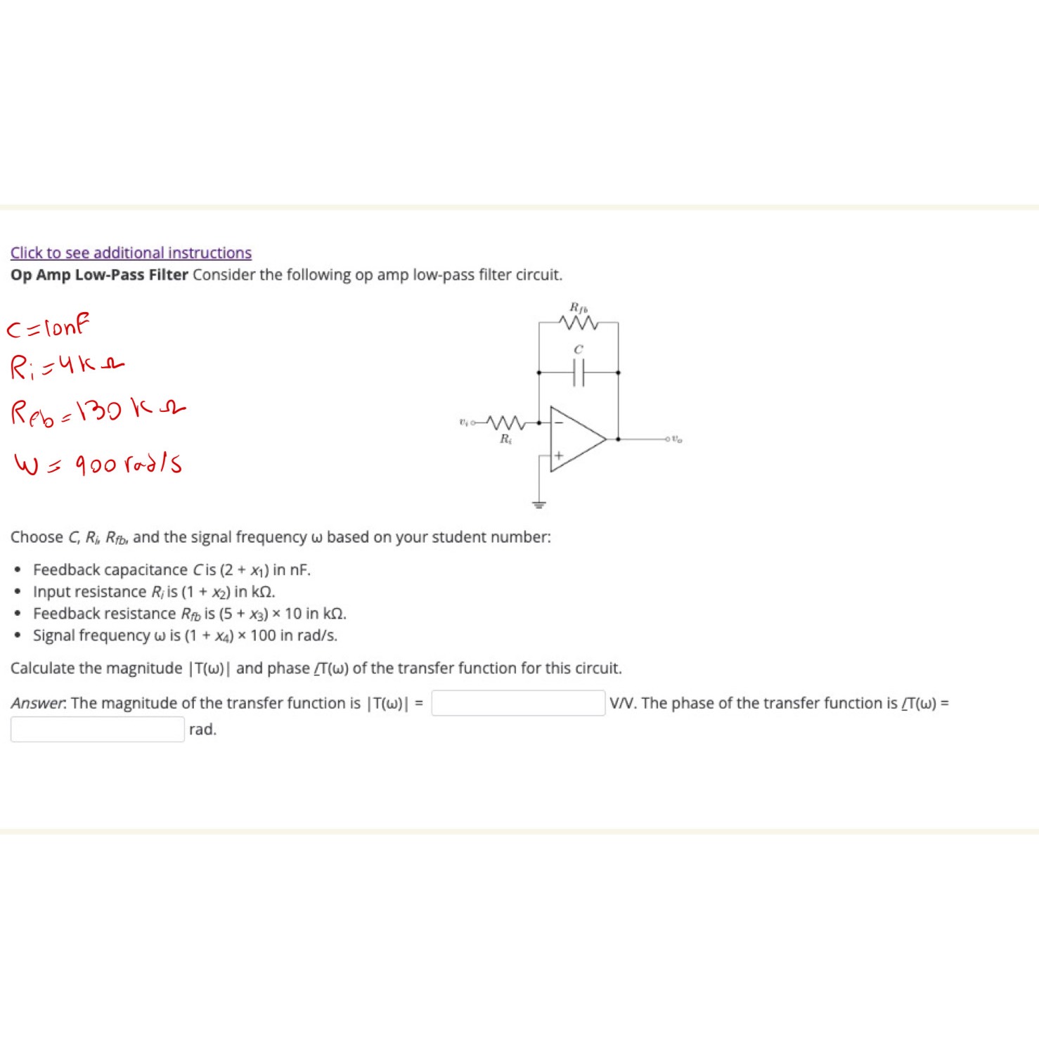 Solved Click to see additional instructionsOp Amp LowPass Circuit Diagram