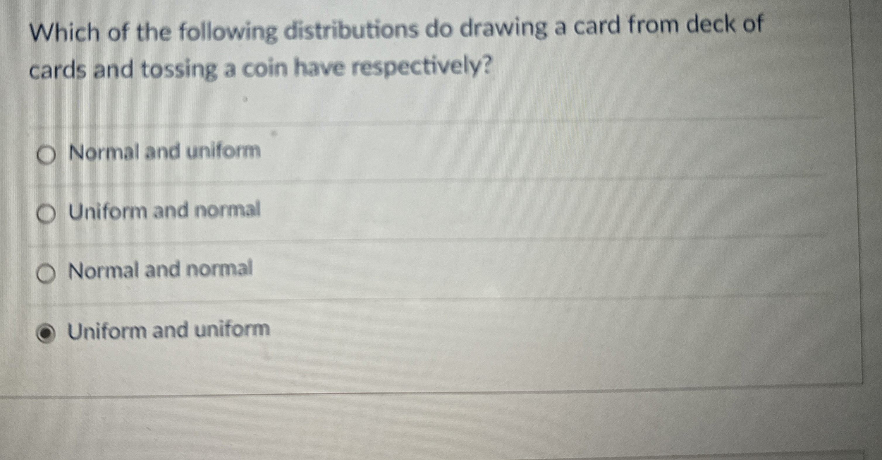 Solved Which of the following distributions do drawing a | Chegg.com