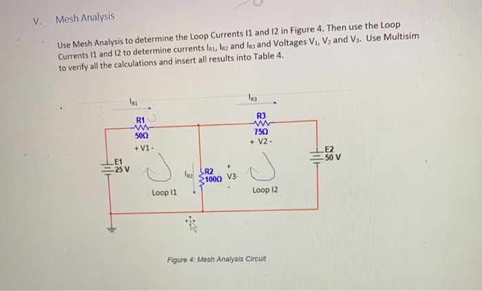 Solved V. Mesh Analysis Use Mesh Analysis to determine the | Chegg.com
