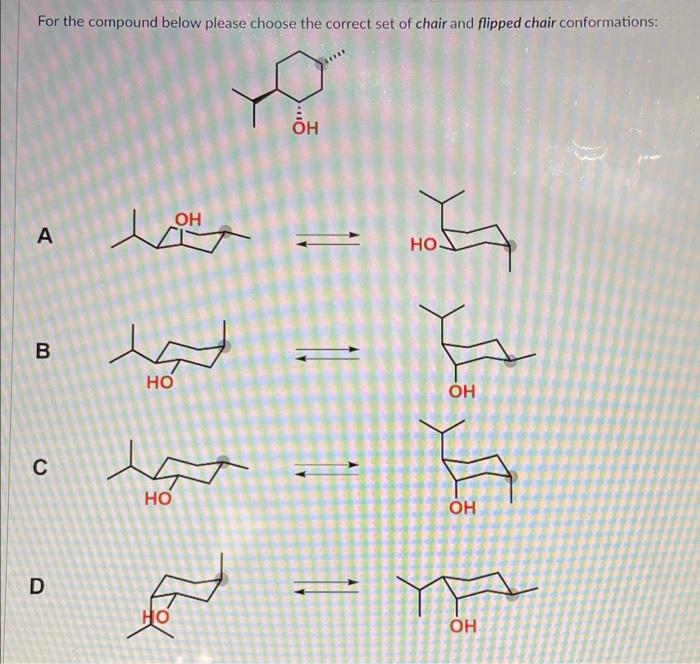 Solved For the compound below please choose the correct set