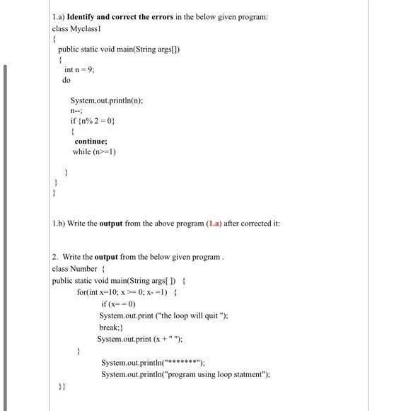 Solved 1.a) Identify and correct the errors in the below | Chegg.com