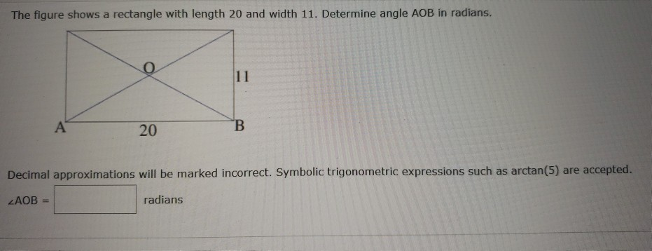 Solved The figure shows a rectangle with length 20 and width | Chegg.com