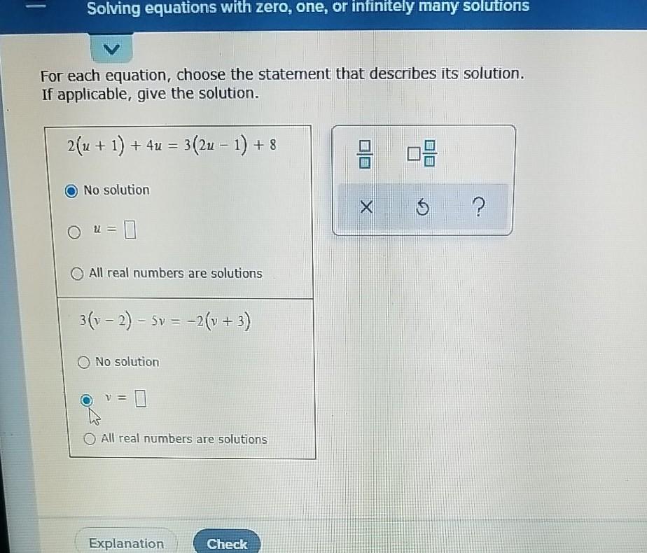 Solved — Solving equations with zero, one, or infinitely | Chegg.com