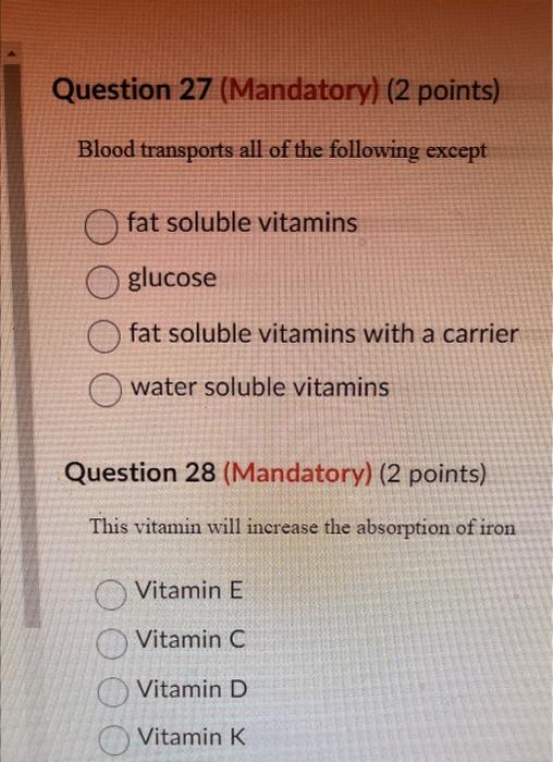 Solved Blood transports all of the following except fat
