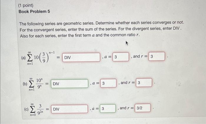 Solved Book Problem 5 The following series are geometric | Chegg.com