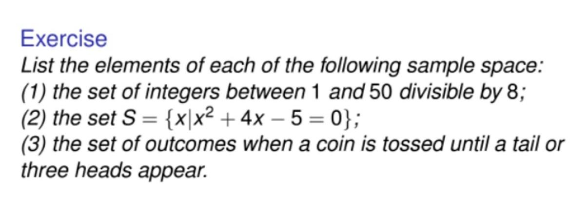 Solved Exercise List the elements of each of the following | Chegg.com