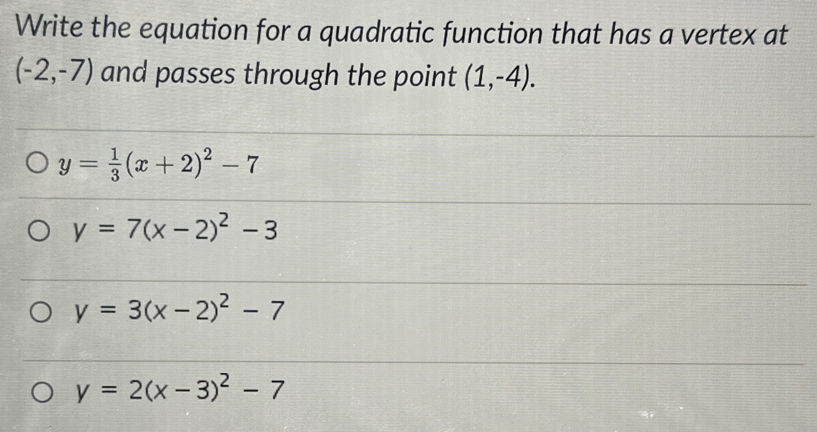 Solved Write the equation for a quadratic function that has | Chegg.com