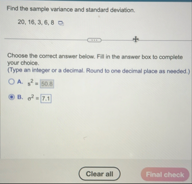 Solved Find the sample variance and standard | Chegg.com